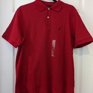 Nautica Mens Red Polo performance deck classic fit size S